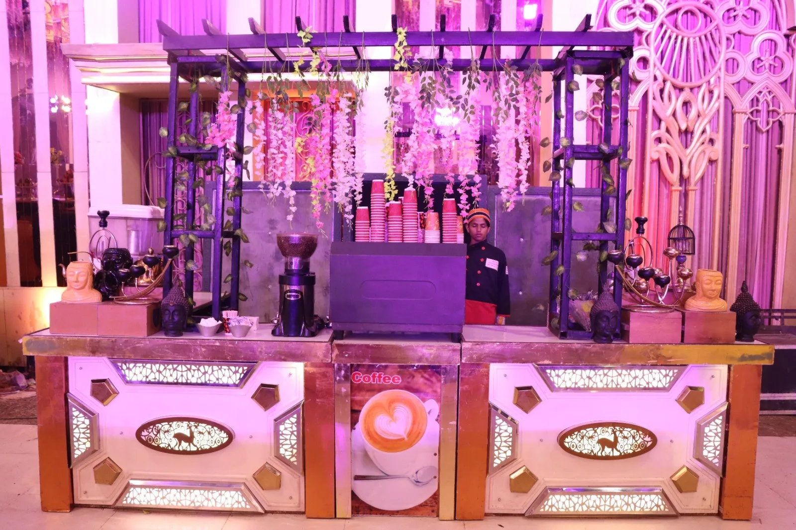 Live coffee and espresso station by Mukesh Caterers at banquet hall